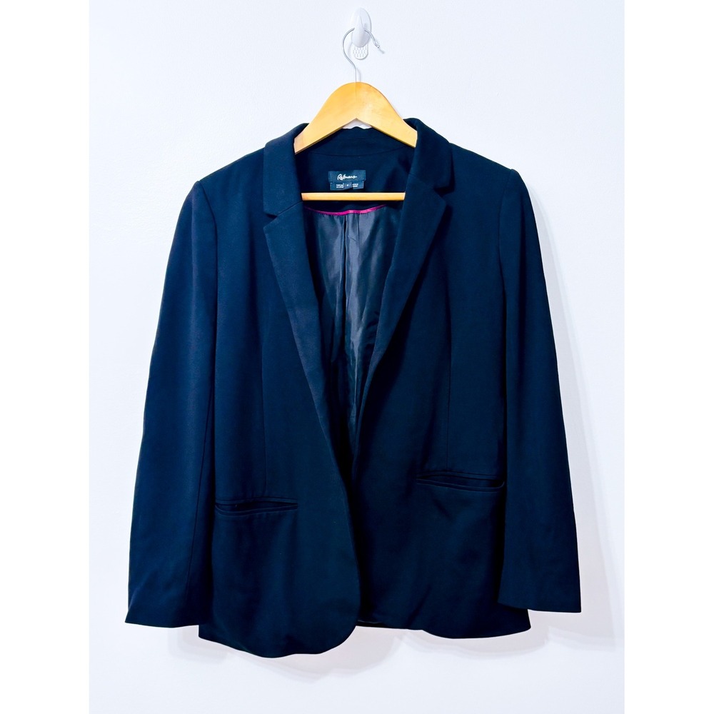 REITMANS Black Open Front Blazer Notch Lapel Tailored Office Jacket Size 8